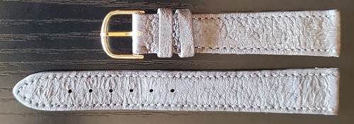 Vintage NOS Hadley Roma 16mm Gray Italian Turned Edge Genuine Boar Watch Band - Picture 2 of 7