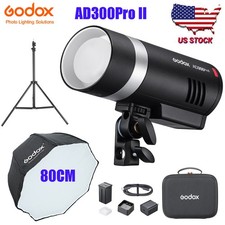 GODOX AD300Pro II 300W 2.4G Outdoor Flash Strobe 80cm Umbrella Softbox Stand kit