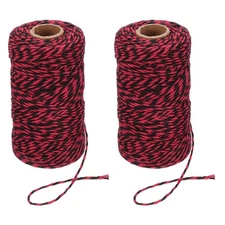 2 Roll 2mm x 109 Yard Cotton Butcher Bakers Twine String Cord Red Black
