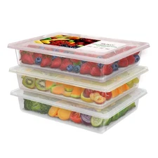 SILIVO Fridge Produce Saver Containers (3 Pack) - 2.5L Drain Tray Keeps Veggi...