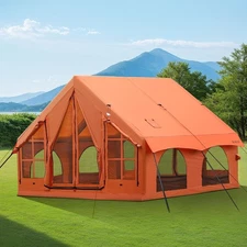 Upgraded 100% Waterproof Inflatable Camping Tent, Large Blow-Up Air Tent