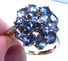 9ct Gold Ring Tanzanite Diamond 1.5ct UK Hallmark Size O Boxed