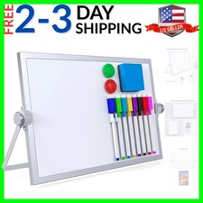 Small Dry Erase White Board, Magnetic Desktop Whiteboard with Stand, Dry Eeas...