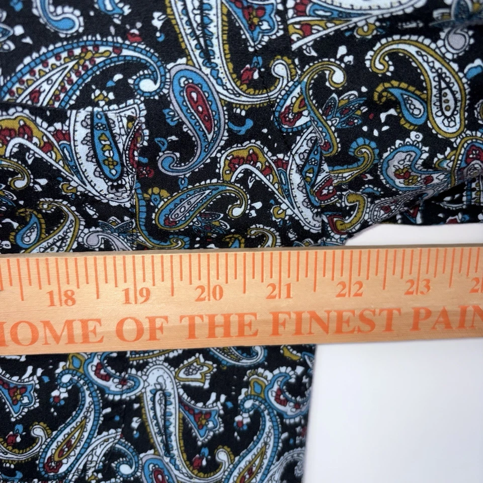 Alan River Para Hombres Mediano Paisley Boho Bohemio Negro Abotonado Cuadros Puño Abatible Foto 3 de 4