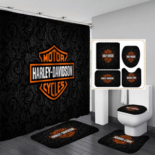Black Theme Style Harley Davidson Waterproof Bathroom Sets or Shower Curtain. Black Theme Style Harley Davidson Waterproof Bathroom Sets or Shower Curtain. - Image 1