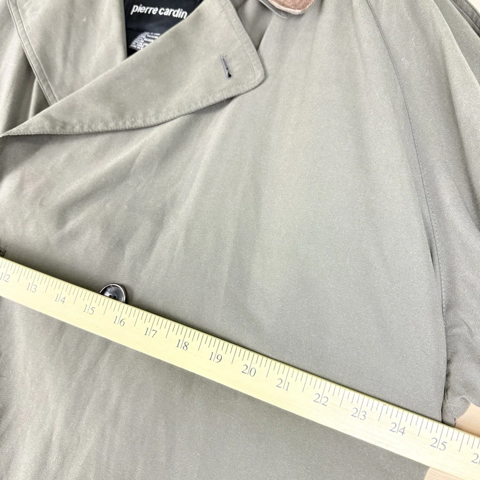 Gabardina Pierre Cardin para hombre 50R beige forro de cuello de cuero con pechos con cinturón Foto 4 de 4