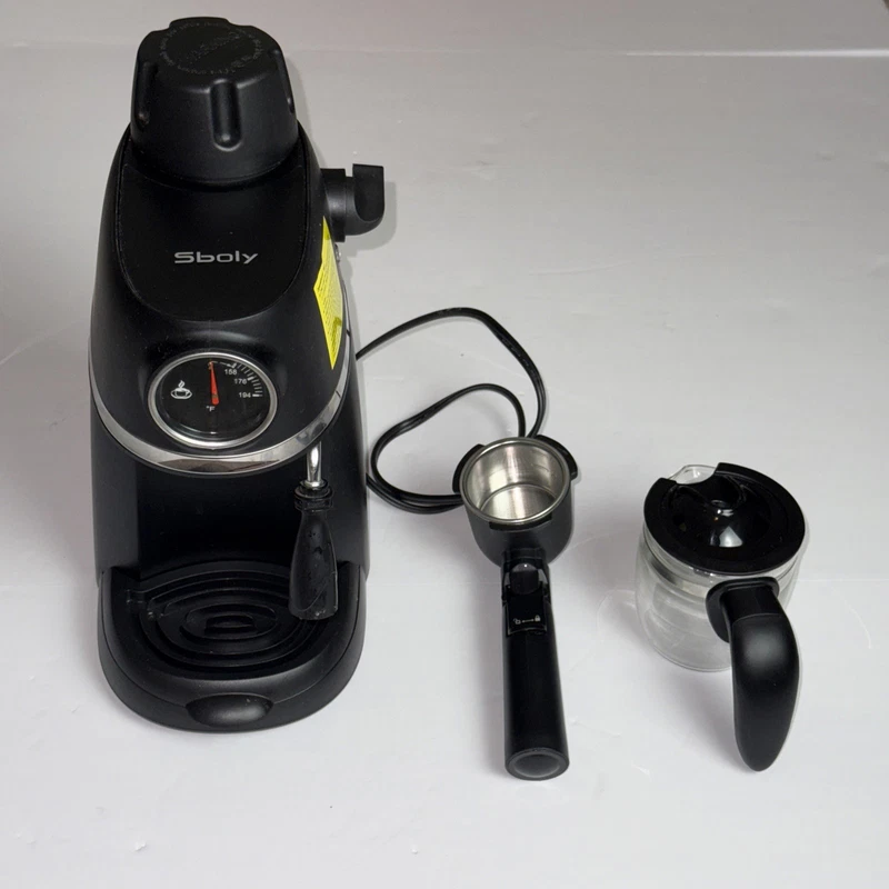 Sboly Espresso Machine with Milk Frother Black