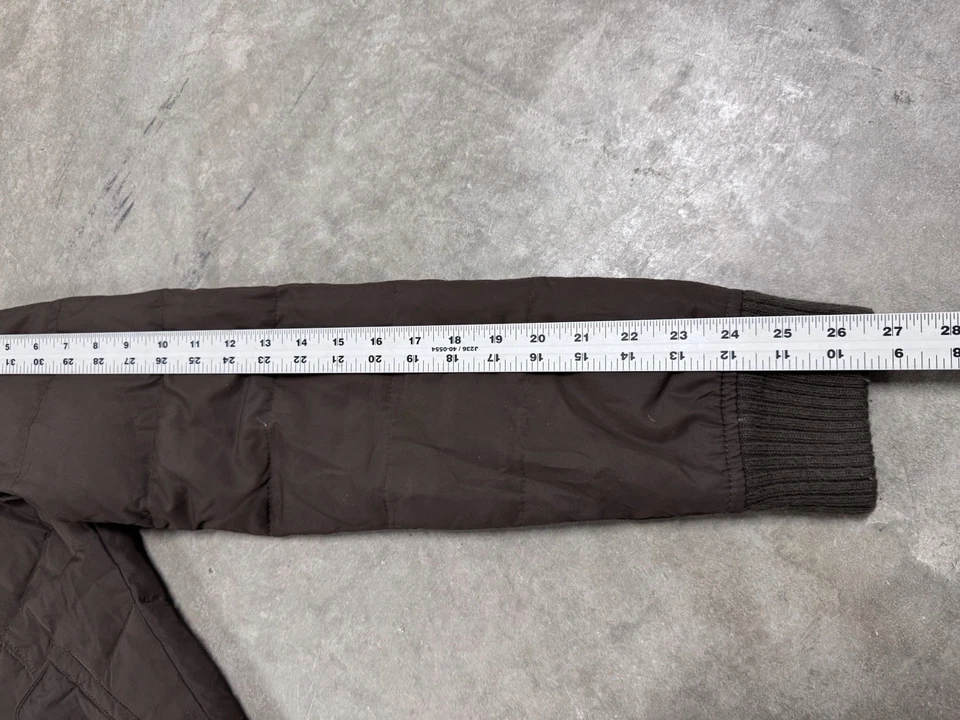 Vintage Y2K Hollister Down Puffer Jacket Womens Med Faux Fur Hooded Crop Brown - Image 4 of 4