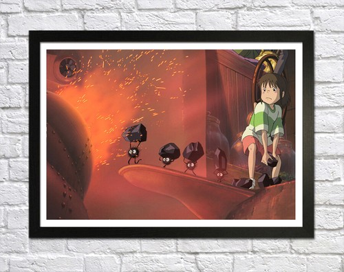 GHIBLI SPIRITED AWAY 1 - TELA INCORNICIATA PARETE ARTE ANIME STAMPA CARTA DA PARATI - ROSSO - Foto 9 di 17