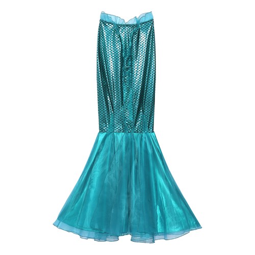 Women's Mermaid Skirt Metallic Shiny Costume Cosplay Fishtail Fancy Dress Up - Picture 10 of 31