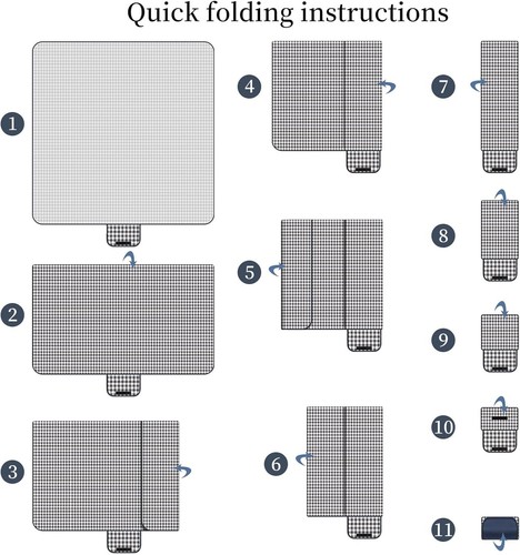 Waterproof Navy Blue Checkered Picnic Blanket 80"x80" for Outdoor Camping - Picture 6 of 7