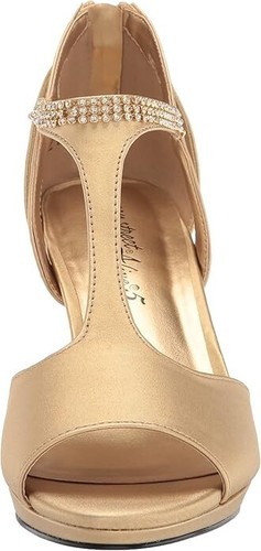 Easy Street Flash elegante Damen-Sandalen, goldfarbener Satin Größe 9WW - Bild 3 von 5