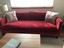 sofa retro modern custom-made with 2 sets slipcovers - red velvet or white twill