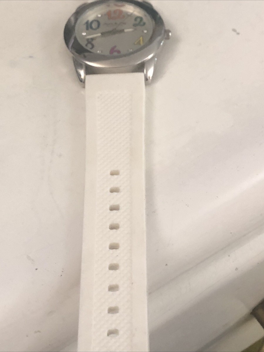 Anna &Ava BOYFRIEND WATCH White Silicone Strap Austrian Crystal Accent EASY READ View 3