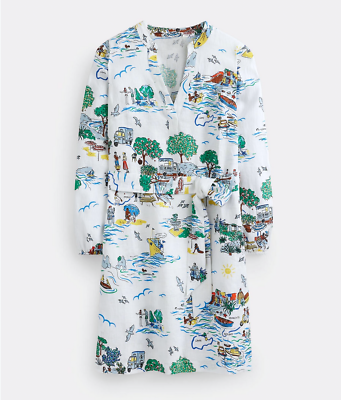 NWT Boden Cleo Amalfi Coast Tunic Tie Waist Dress Map Lemon Fruit 4 L LONG  | eBay