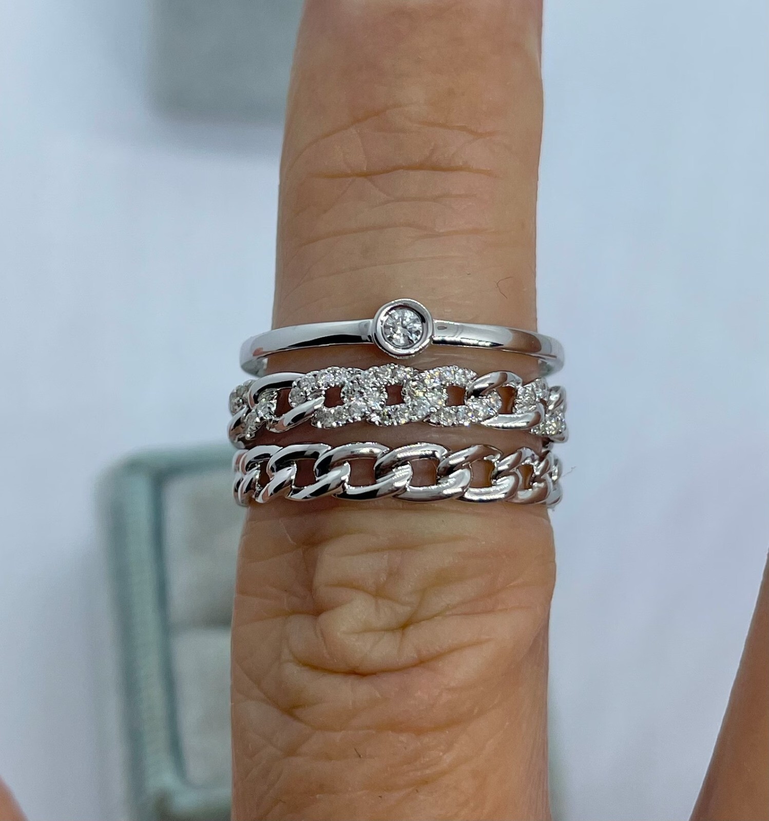 New 2Ct Round Lab Created Diamond Women's Trio Ring 14K White Gold Plated Silver