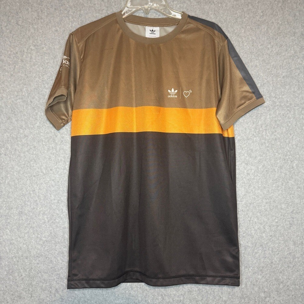 Adidas x Human Made Brown Stripe Graphic T-Shirt Size Small | eBay