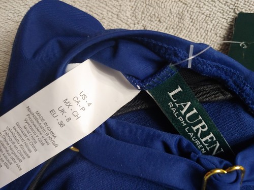 Ralph Lauren Navy Blue Bikini Top Ruffle Size 4 - Picture 7 of 8