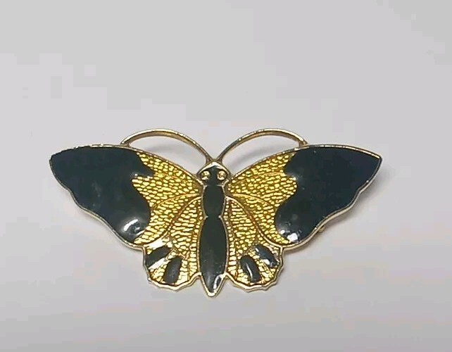 Vintage Black And Gold Butterfly Brooch Pin | eBay
