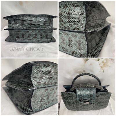 JIMMY CHOO BLUE REBEL S SNAKESKIN TOTE/SHOULDER BAG AUTHENTIC MSRP