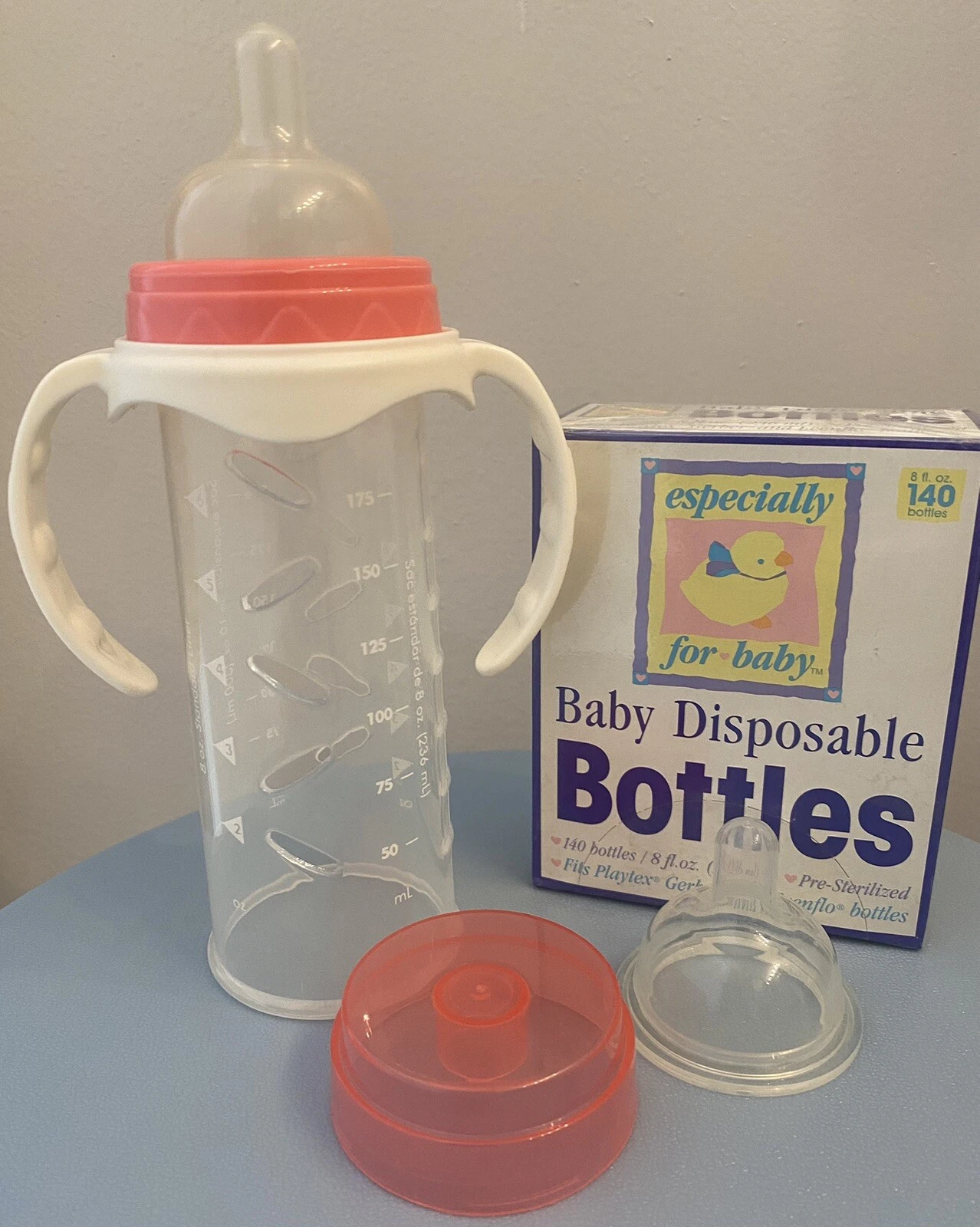 BabiesRUs Nurser 8 Oz. BPA Free w Handle🤩 Medium&Fast Nipples Box Of 140 Liners