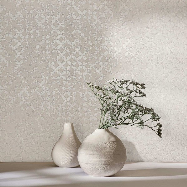 Vliestapete Grafisch Kreise Textiloptik Beige Perlmutt Glanz 35122 (5,61€/1Qm)-image