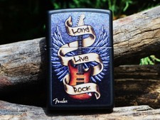 Fender Guitars Zippo Lighter - Long Live Rock - Stratocaster - Telecaster - Rare