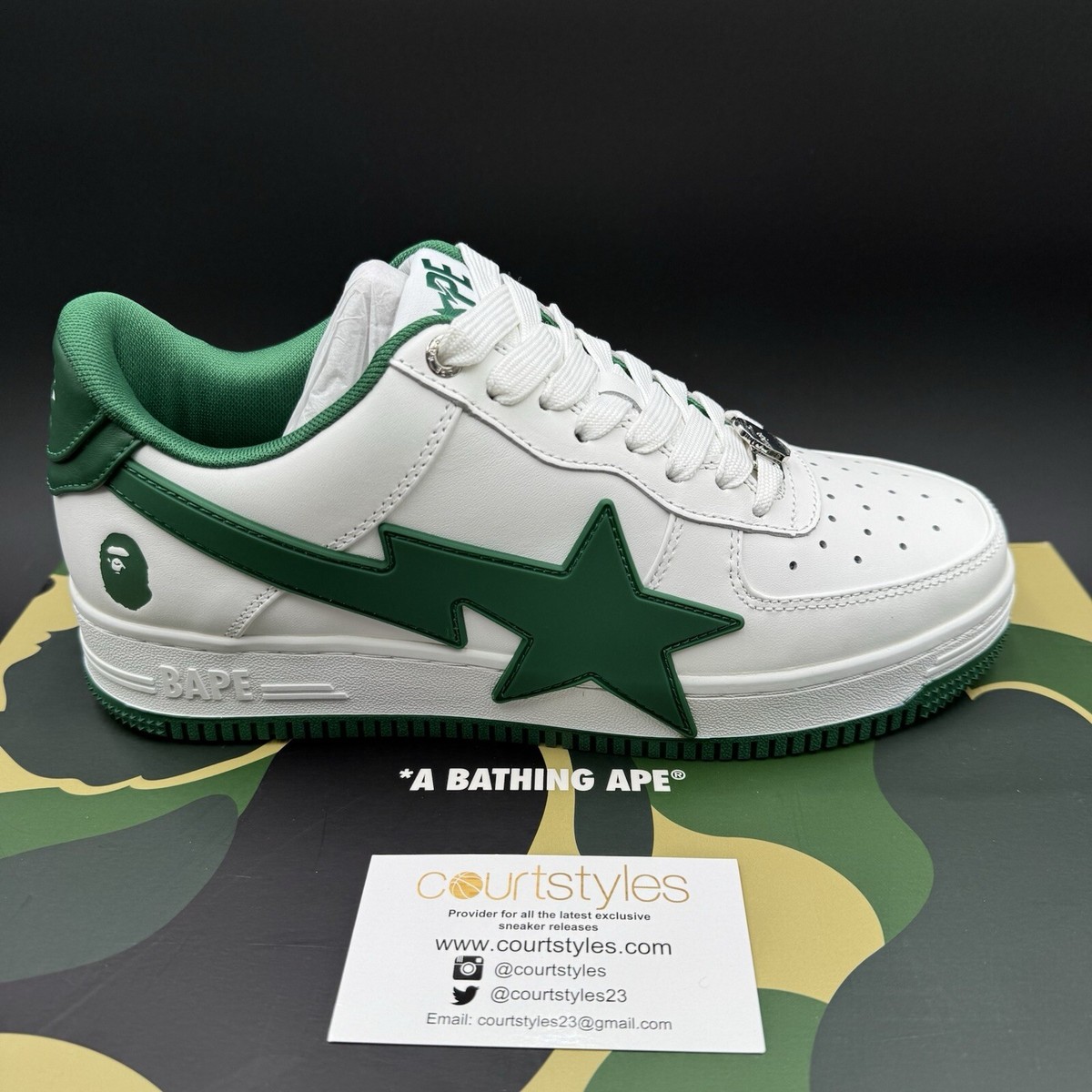 NEW A Bathing Ape Bape Sta OS #2 White Green Fast Shipping | eBay