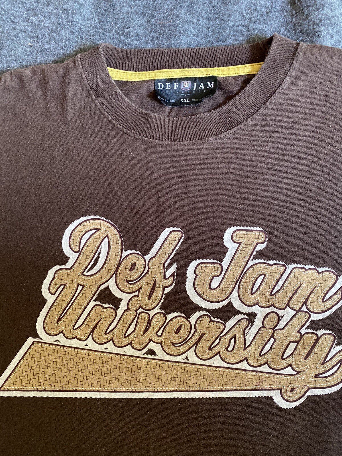 Def Jam University Shirt Mens XXL Brown Hip Hop Graphic Heavy Weight