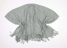 Womens Green Striped Kimono Poncho One Size