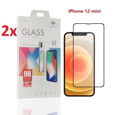 2x Display Glas Schutz Folie 5D Full Screen 9H Premium iPhone 12 mini 5,4''