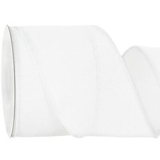 Natural Burlap Wired Ribbon 2.5 Inch 10 Yards White Fabric Ribbon for Craft W...