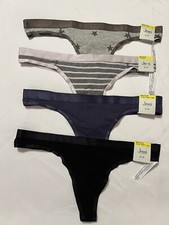 Jenni Women's Thongs 4 Pair Size Medium, Stars, Black, Striped and Dusk NEW