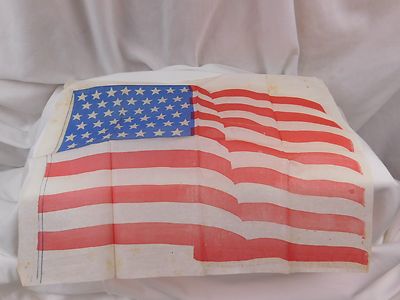 1890's-1910 Victorian 45 Star US Flag Napkin Original Scarce Good Condition!