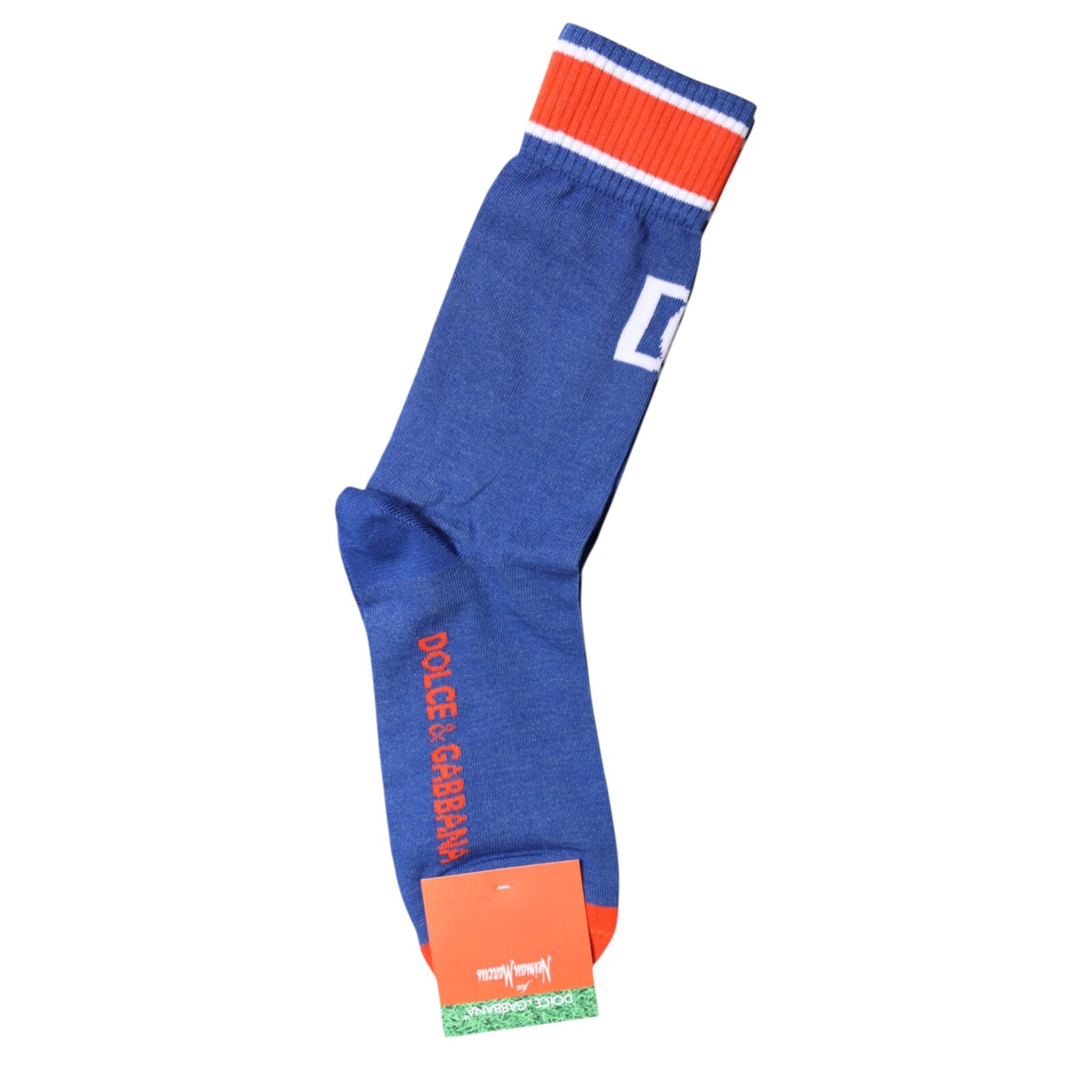 DOLCE - GABBANA Socks Blue Cotton DG Logo Print Mid Calf Unisex s Tag L 120usd 13590₽
