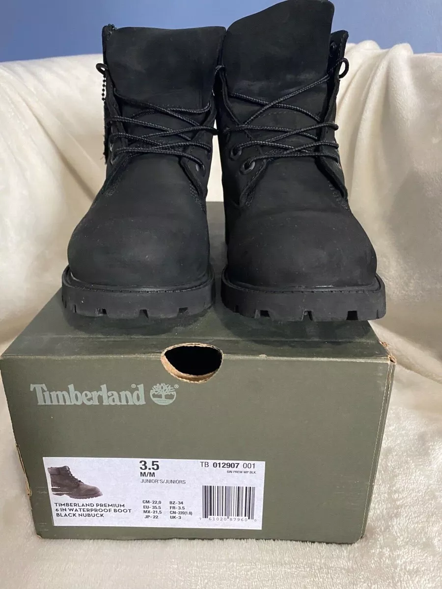 Kampioenschap magnifiek iets Timberland 6&#034; Premium Waterproof Boots - Black Nubuck - Size 3.5 Grade  school | eBay