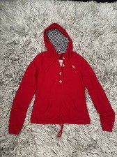 Abercrombie & Fitch Hoodie Womens Red  Sweatshirt Sweater Sz S  1/2 Button Up
