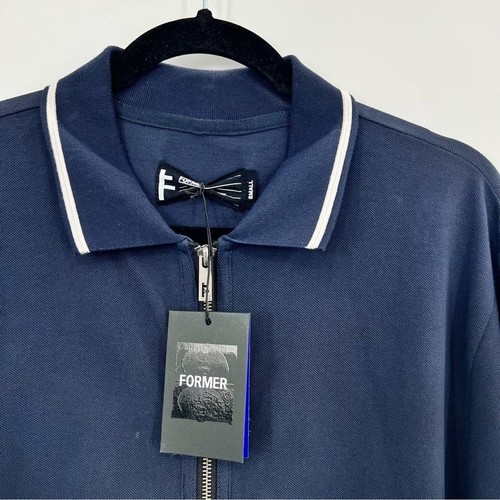 NWT Former Merchandise Uniform Long Sleeve Navy Polo Jacket Zip Up Skater XL - Imagen 11 de 16