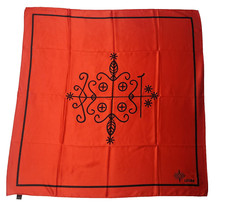 Papa Legba Veve Voodoo Red Handmade Spiritual Altar Cloth, Conjure Cloth 35"X35"