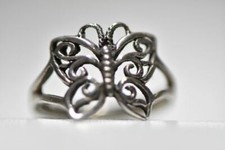 Butterfly Ring Insect Band Sterling Silver Women Girls  Size 6.25