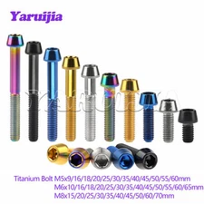 Yaruijia Titanium Bolt M5 M6 M8 DIN912 Taper Hex Head Ti GR5 Screw for Bicycle