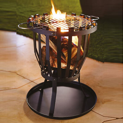 Premium Brazier Fire Pit Basket TableTop with Ash Tray BBQ Grill