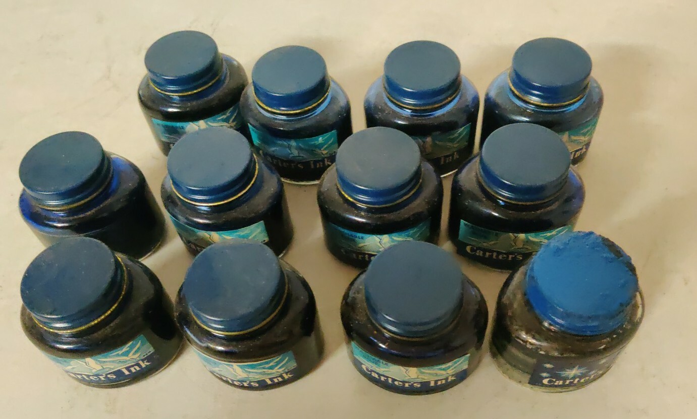 Vintage box Of 12 Carters 969 carter's Ink 12 Bottles 2oz Blue H3 | eBay