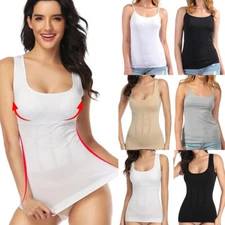 Women's Padded Bra Camisole Shapewear Slimming Tummy Waist Shaper Basics Tops US