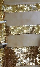 New Flat Gold Stretch Sequin Trim by the Yard Various Widths Raw Goods