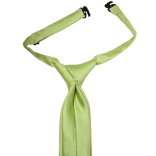 Pre Tied Light Sage Boys Satin Tie Age 4-7 Wedding Christening Dickie Bow - Picture 2 of 2