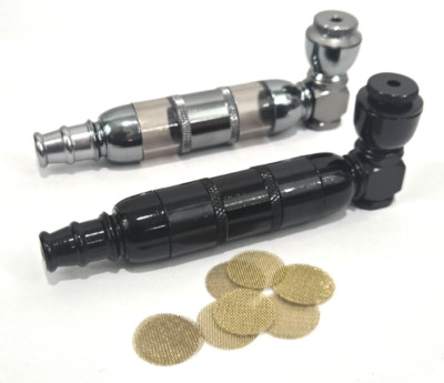 black and gray set of 2 metal anodized pipes 4'' long plus screens