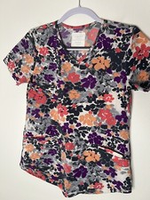 Cherokee Scrub Top Medical Uniform Multicolor Pattern XS