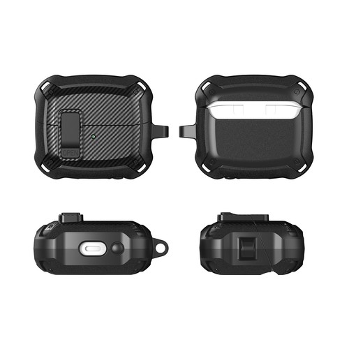 For Samsung Galaxy Buds 3/3 Pro Carbon Fiber Rugged Secure Lock Case+Keychain - Picture 2 of 19