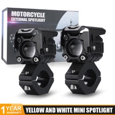2x Led Spot Light Auxiliary Motorcycle Headlight Driving Fog Lamp Yellowwhite